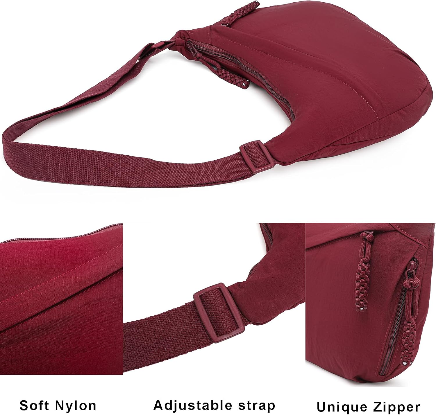 Crescent Bag for Women Men Nylon Crossbody Bags Multi-Pocket Sling Bag Roomy Hobo Bags Moon Bag Slouchy Dumpling Bag β image 4