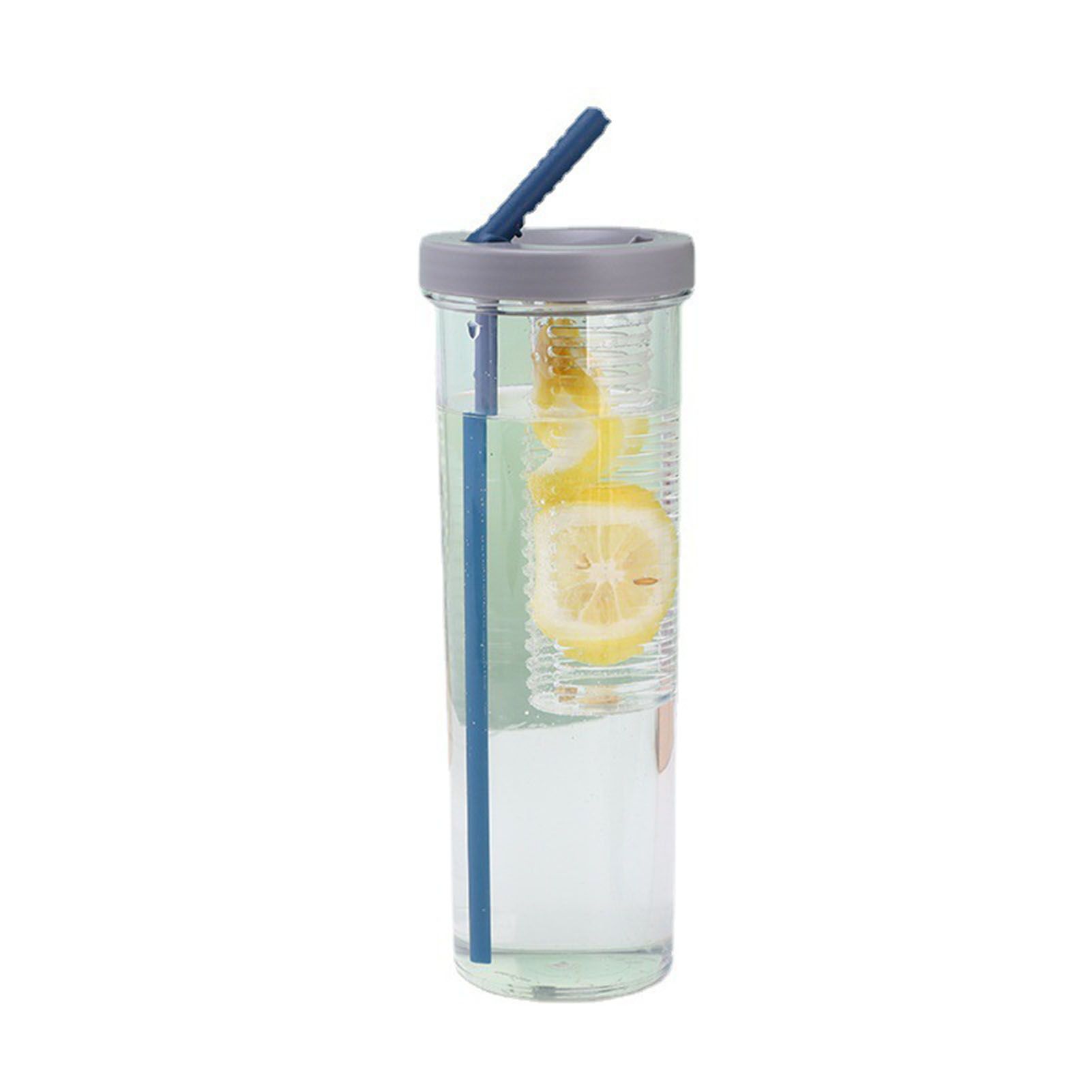 700ml Straw Cup Transparent Plastic Water Bottle with Straw Portable Juice Cup Drinking Bottle Gray — image 2