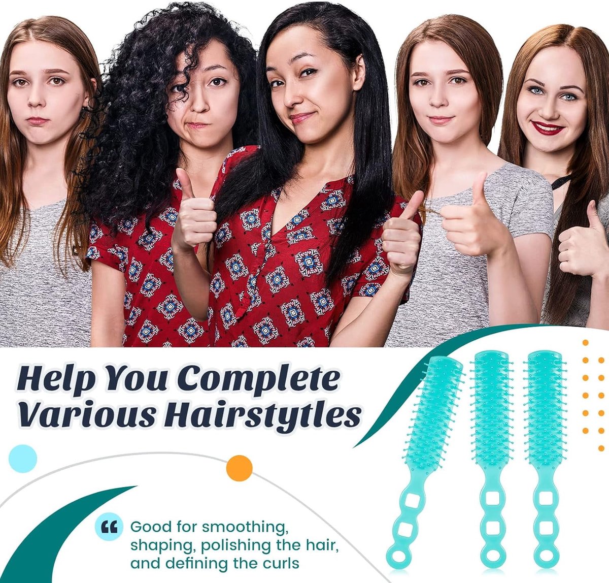 72 pcs Bulk Hair Brushes - Hair Brush Bulk Nylon Brush with Ventilated Hair Brush - For Curly Hair, Wavy Hair, Blow-Drying, Parting, Styling, Detangling Hair — image 4