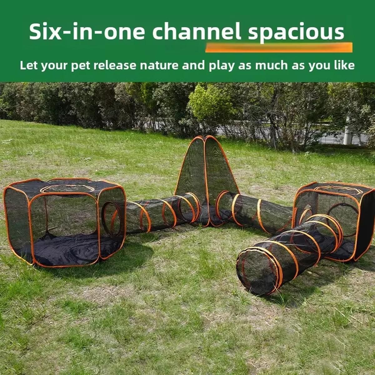 6pcs Outdoor Pet Play Tunnel Folding Cat and Dog Pen Playpen for Pets Indoor — image 4