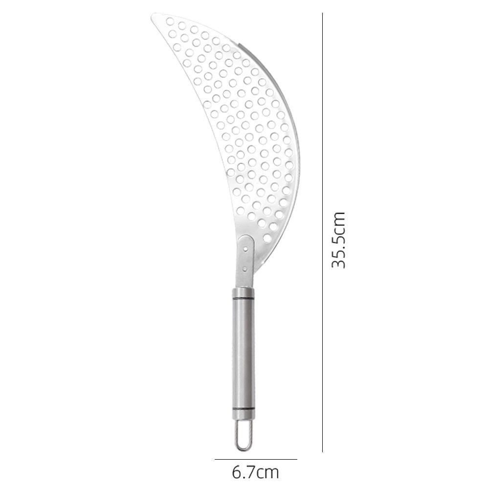 2 pack Pan Pot Strainer with Handle Stainless Steel Hand Held Crescent Drainer for Spaghetti Fry Noodles Fruit Vegetable Pasta Strainer Heavy Duty Food — image 4