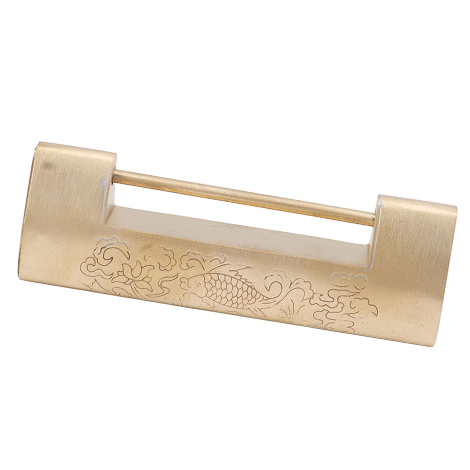 Antique Style Lock Spacing 5.9cm Auspicious Fish Lock Chinese Locks Small Brass Locks Antique Padlock Brass Color โ image 4