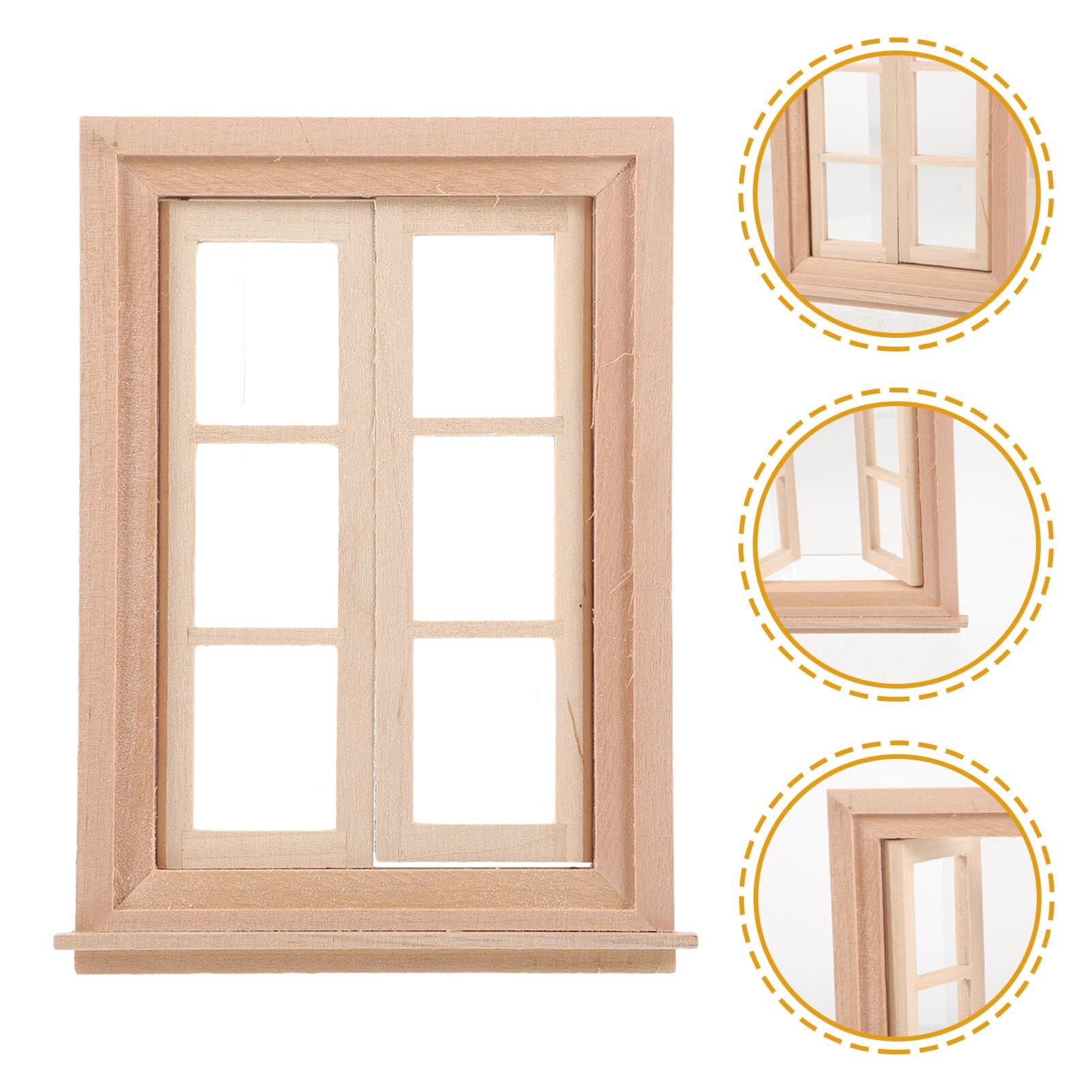 Dollhouse Windows 1:12 Mini Furniture Wooden Dollhouse Window Frame Miniature Window Frame Model Dollhouse Furniture Accessories — image 3