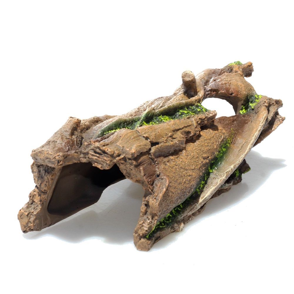 Lizard Snake or Reptile Hide, Large Hollow Log Snake Hideout for Ball Bearded Dragon and Gecko Eco-Friendly Resin Tank Accessory with Basking Platform — image 3