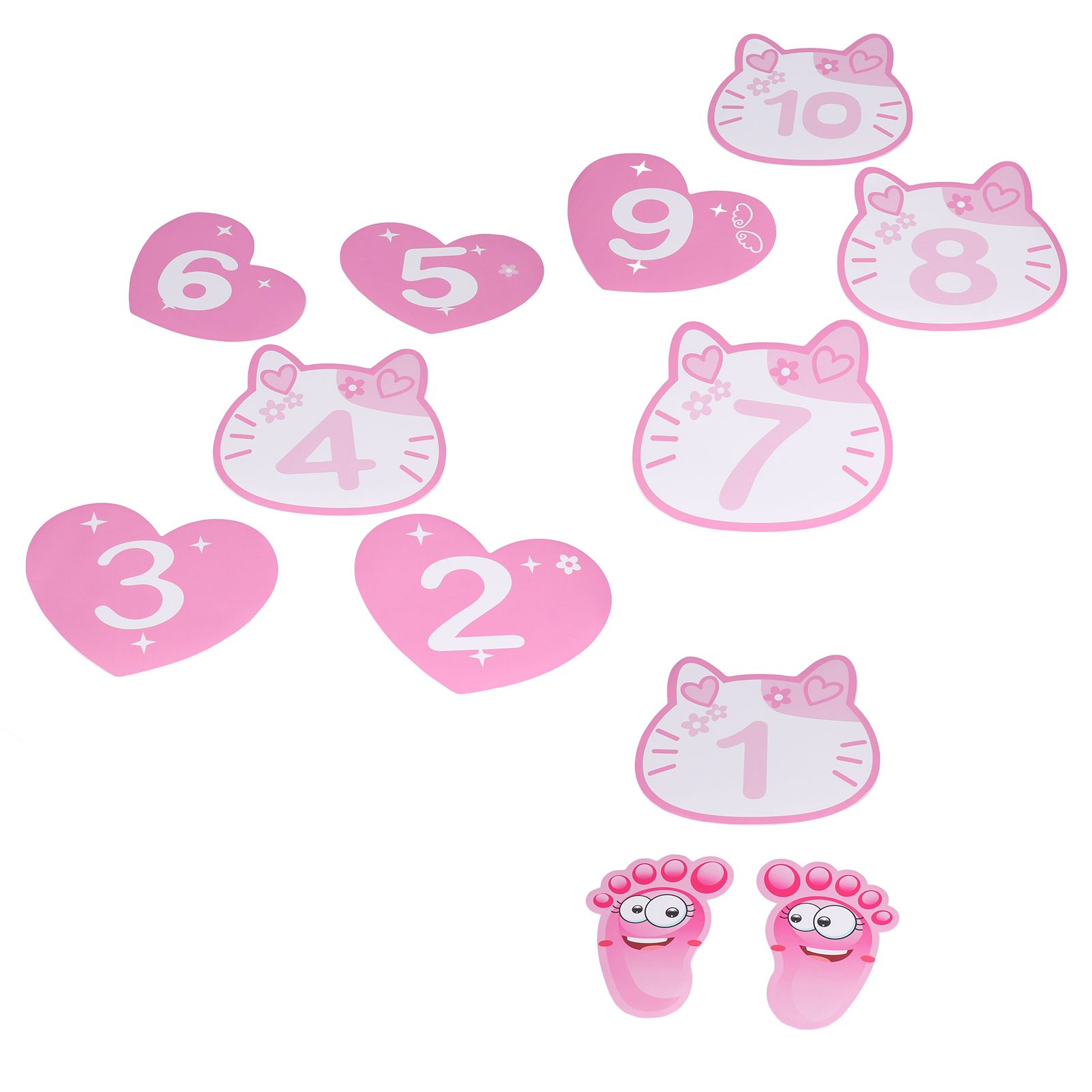 Removable 10 Number Hopscotch Stickers Children Room Floor Decoration Pink Cartoon Number Hopscotch Footprints Stickers โ image 2