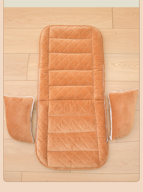 Khaki Premium Quilted Plush Integrated Seat Cushion & Backrest โ Thickened Lumbar Support Pad with Detachable Armrests, Secure Buckle and Washable Cover for โ image 5