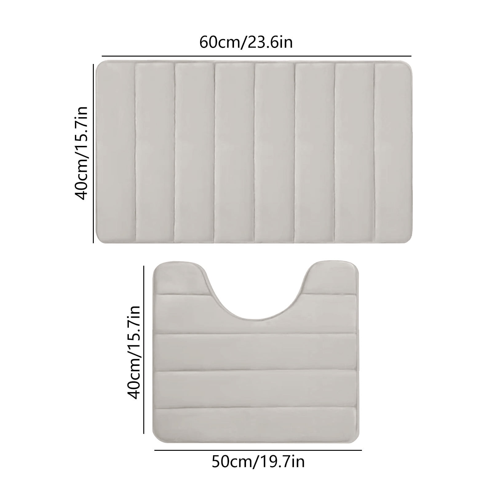 Memory Foam Toilet Rug, Non-Slip Bathroom Rugs, Toilet Rugs U Shaped Washable, Commode Contour Rug, Soft Comfortable Super Water Absorption #2_Beige β image 3