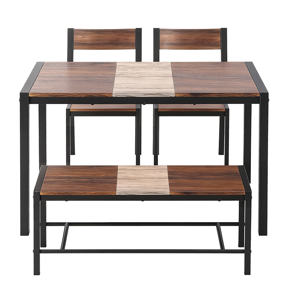 Artiss Dining Table and Chairs Set of 4 Bench Kitchen Furniture Rustic Brown — image 3