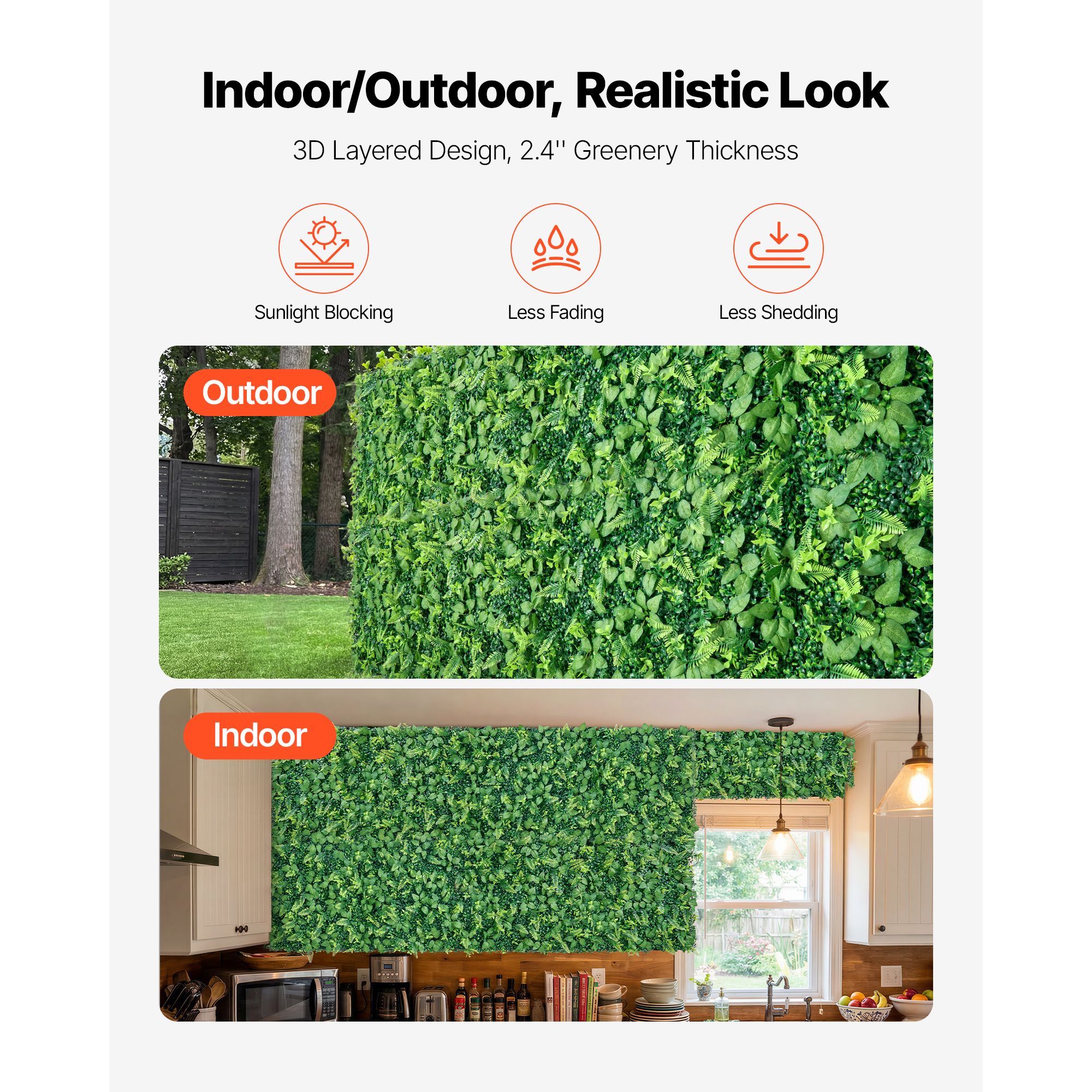 Artificial Plant Wall, 4 PCS 61 x 243.8 cm Artificial Boxwood Panels, Sun Protection Greenery Backdrop Privacy Hedge Fence, Fake Grass Screen for Wedding β image 5