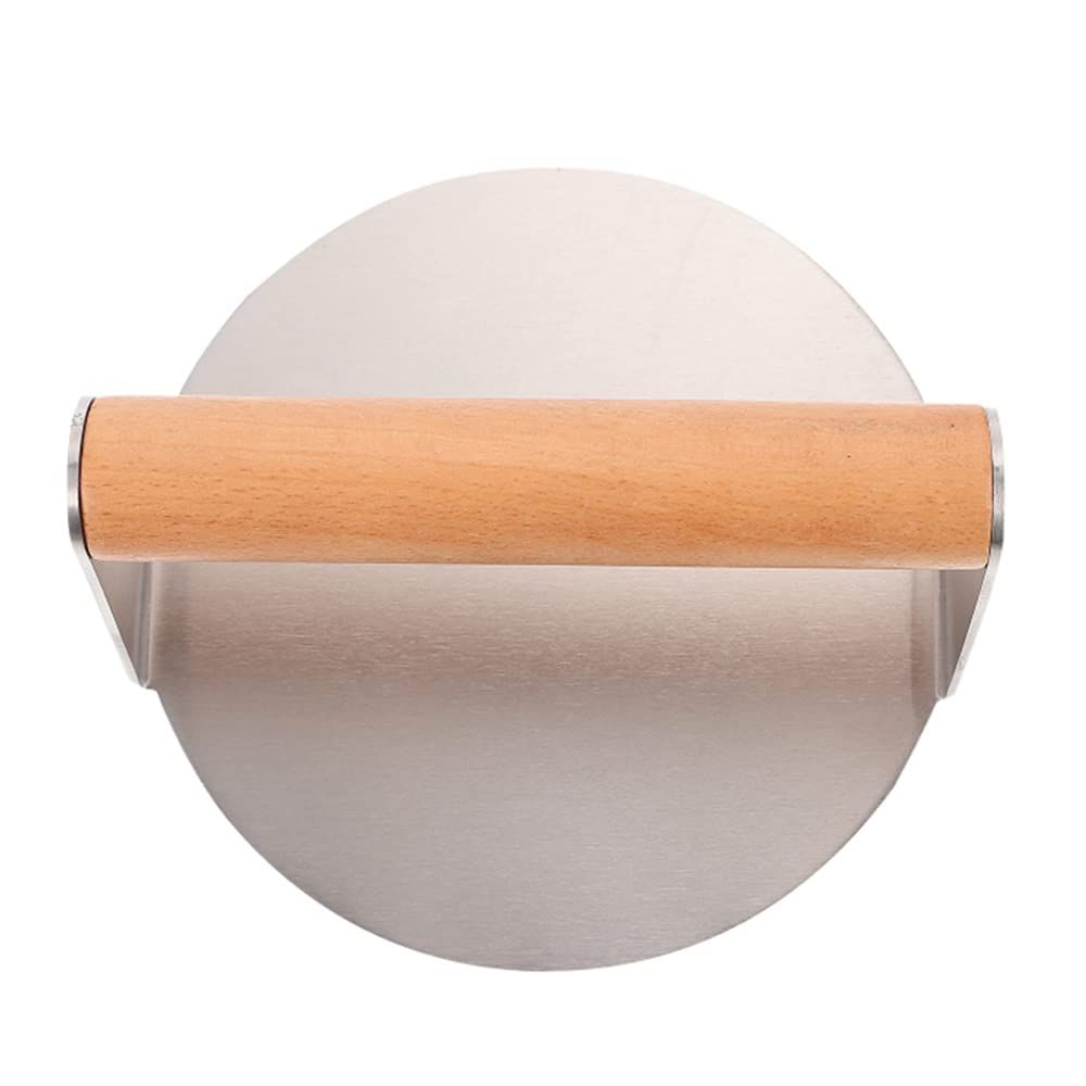 Stainless Steel Burger Press 5.5 Inch Round Burger Smasher, Hamburger Press Patty Maker with Wood Handle, Easy to Clean — image 3