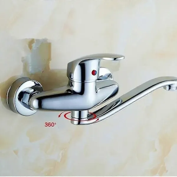 Wall-mounted faucet (1 piece), Brass material, 5 cm Spout Reach, 15 cm Connection Spacing, cold water use, Chrome Finish โ image 4