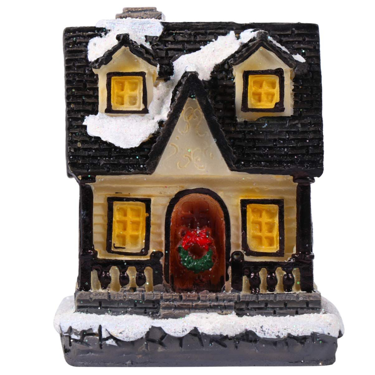Christmas Village Houses with LED Light Resin Village Houses Lit Building Table Decoration for Christmas Holiday Party Dollhouse — image 3
