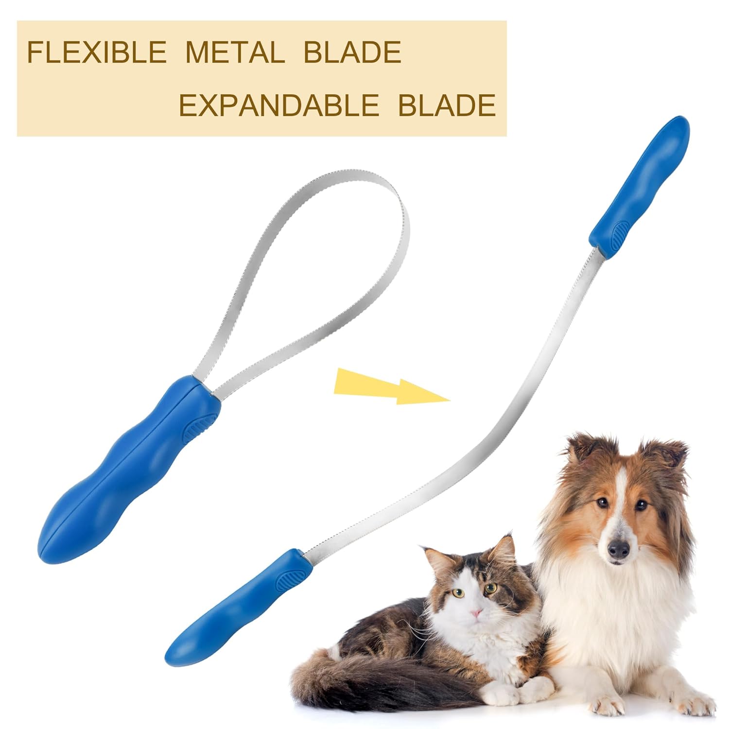 Dual-Sided Shedding Blade Dogs Hair Brush - Stainless Steel Grooming Horse Tool with No-slip Grip - Fine Teeth for Long, Short — image 3