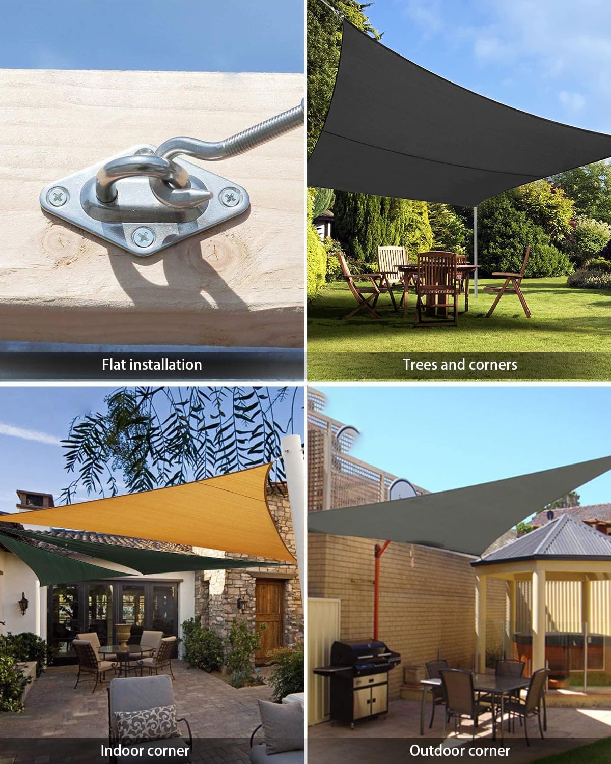 Sun Shade Sail Hardware Kit, 304 Stainless Steel Sunshades Canopy Installation Kit for Garden Rectangle & Triangle Shade Sails, Heavy Duty Shade Sail Fixing — image 3