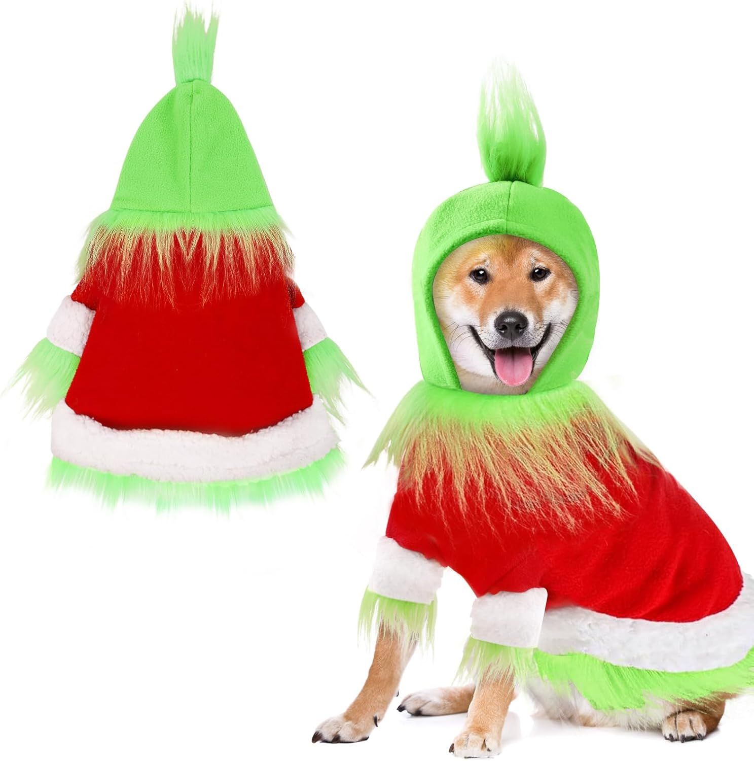 Dog Christmas Outfit，Christmas Pet Clothes Green Classic Dog Hoodie Shirt Cosplay Apparel Christmas Party Cosplay Costume Pet Supplies Accessories for Small — image 2