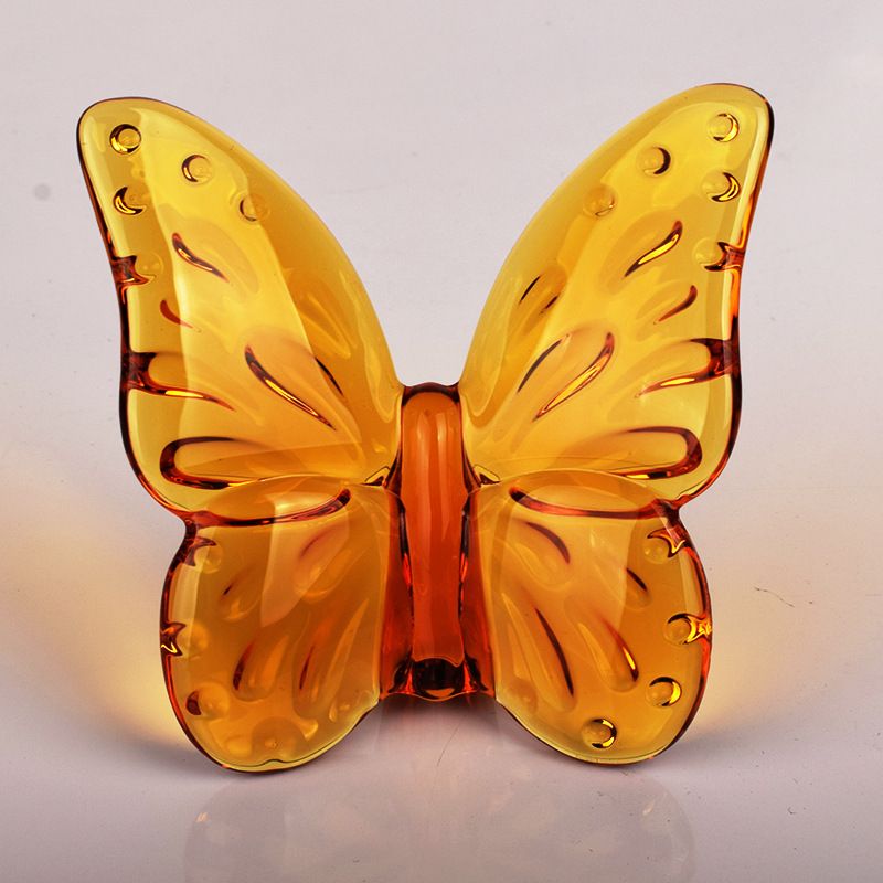 2pcs,Crystal Butterfly Figurine Collectibles, Crystal Glass Ornament Statue for Home Office Paperweight Table Decoration-Amber — image 2