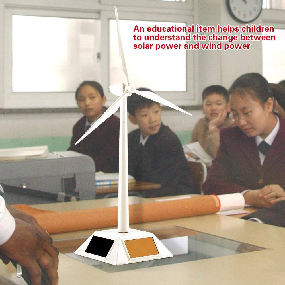 Solar Powered Wind Mill Model Desktop Decor Craft Kids Children Education Learning Toy The best gift for children or friends.（White） — image 3