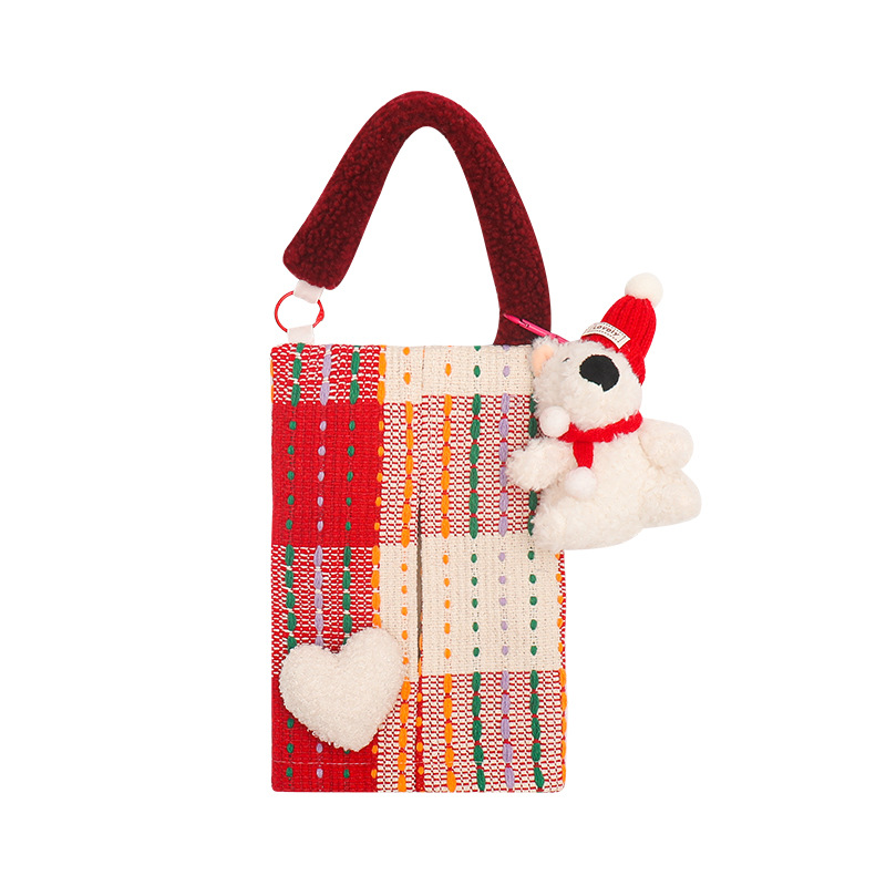 Cute Red Bear Car Tissue Holder - Woven Design — image 2
