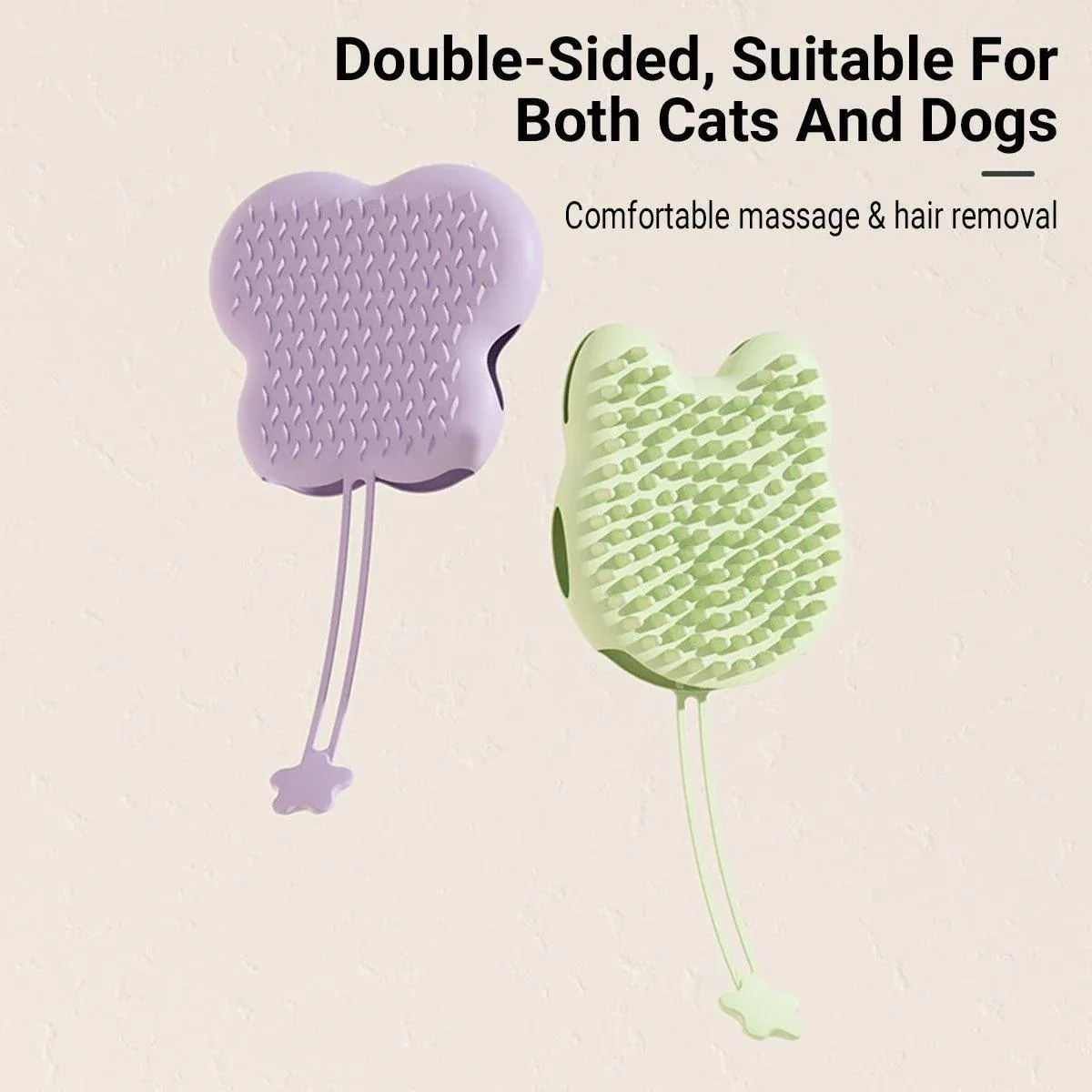 Double Hand Cat Bath Gloves Hair Removal Comb Grooming Floating Hair - Purple โ image 6