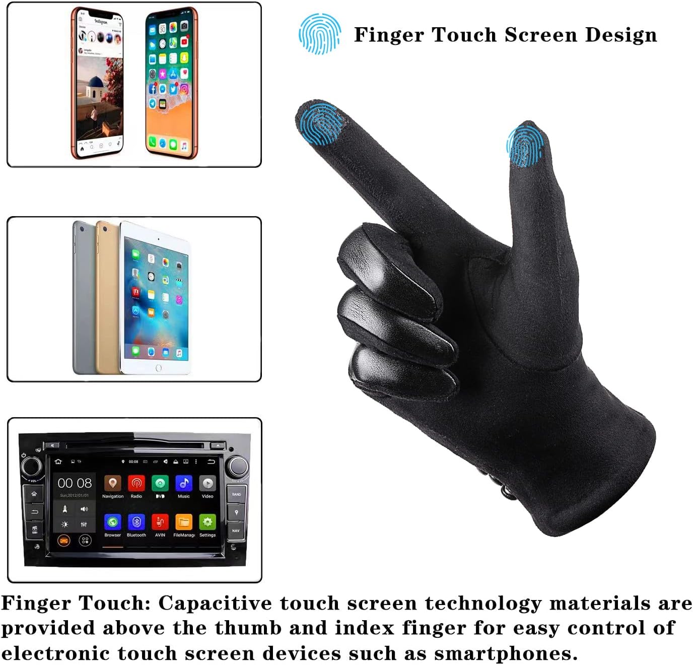 Womens Winter Leather Gloves Touch Screen Wool Lined Windproof Warm Suede Fashion Dress Gloves โ image 5