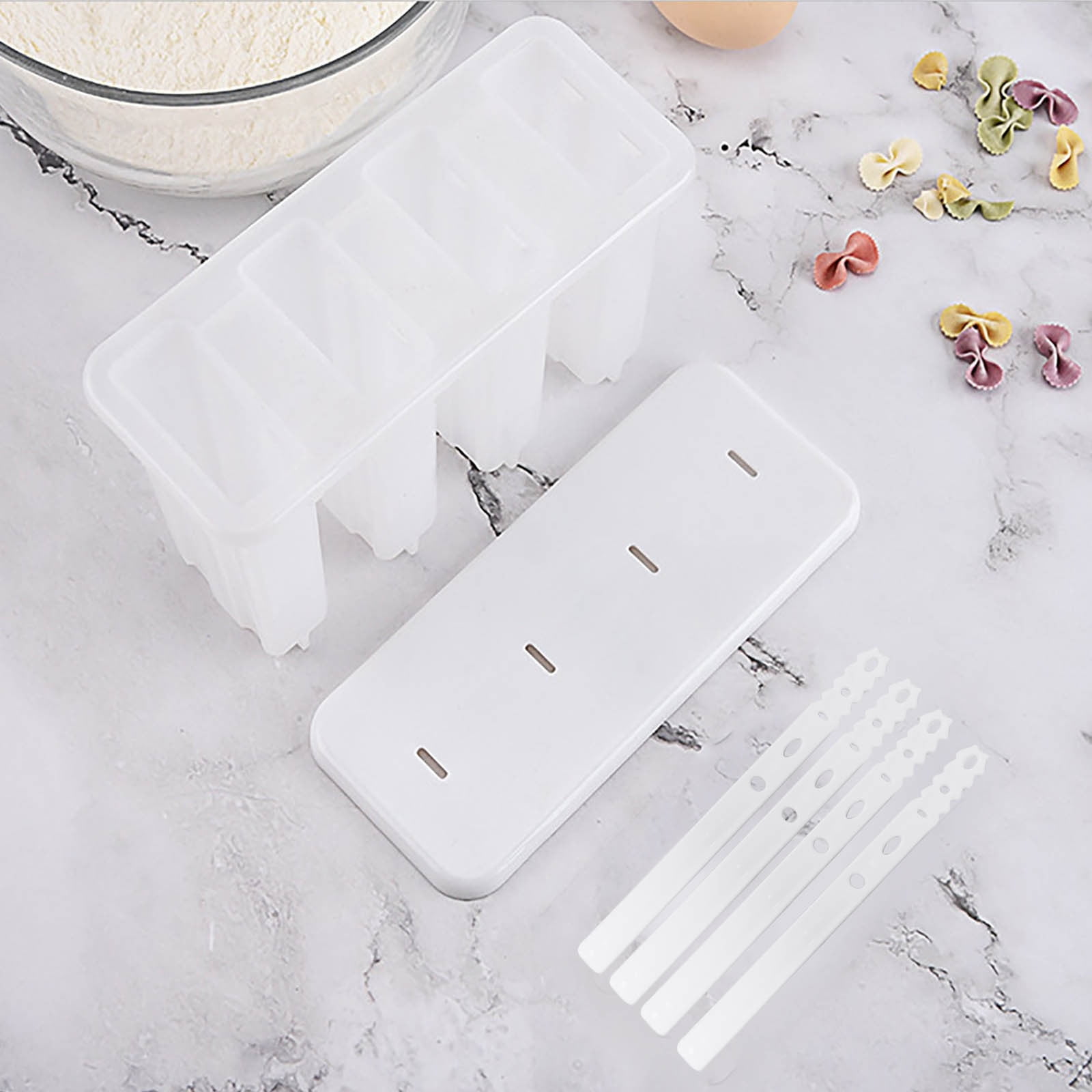 Popsicle Molds 4 Cavities BPA Free Silicone Popsicle Molds, Ice Molds Silicone Popsicle Maker Homemade Ice Cream Mold, Reusable Multicolor โ image 4