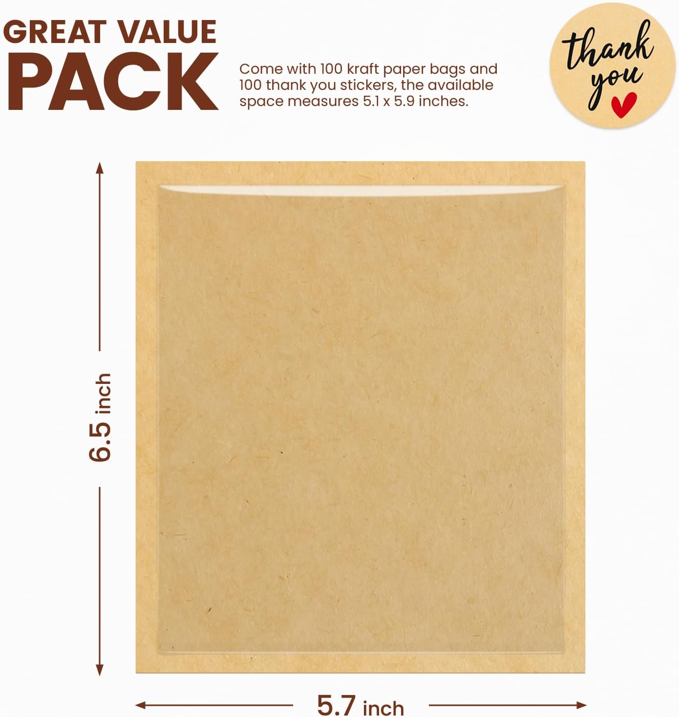 100 Pack Cookie Packaging Bags with Seal, 5.7 × 6.5 Inch Paper Bakery Bags with Window, Heat Sealable & Grease Resistant To Go Bake Sale Sleeves for Treat — image 2