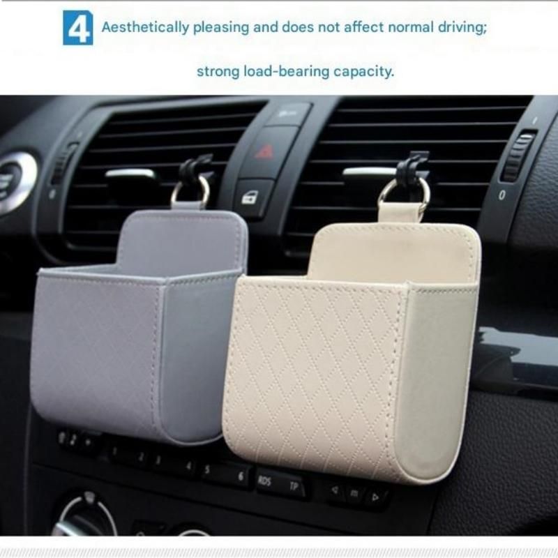 Universal Brown Car Storage Set - PU Leather Air Vent Organizer and Hanging Cup Holder for Doors and Seats - Multi-Purpose Interior Tidy for Commute and Travel โ image 6