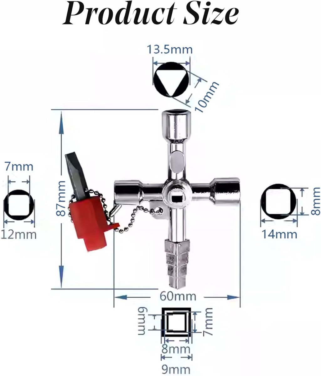 pieces - 4-way key - universal key - square key - triangular key - elevator keys - panel key - electrical meter cabinet key - multifunctional key set - for โ image 5