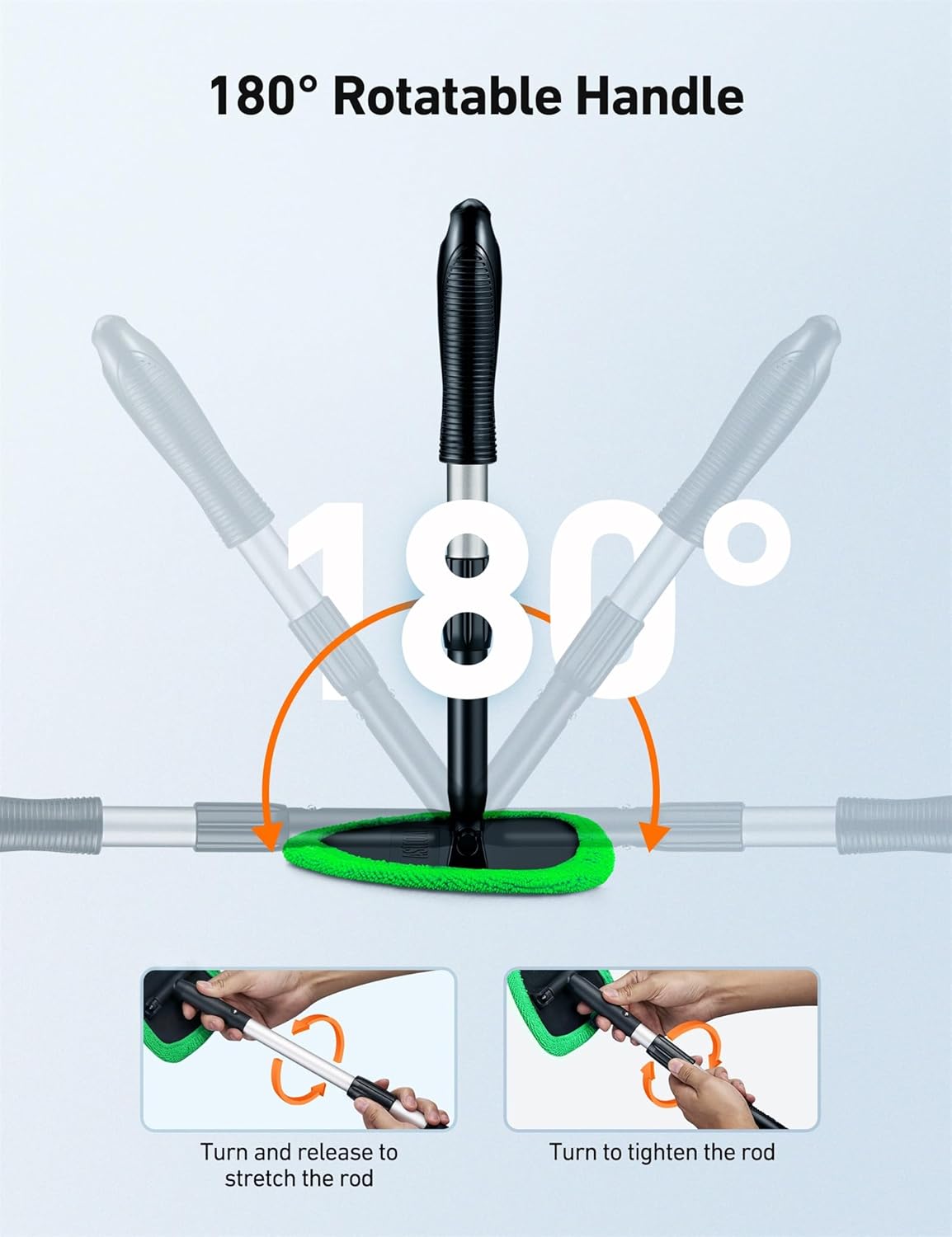 Windshield Washer, Car Windshield Cleaning Tool for Inside with 4 Reusable and Washable Microfiber Pads, Green โ image 2
