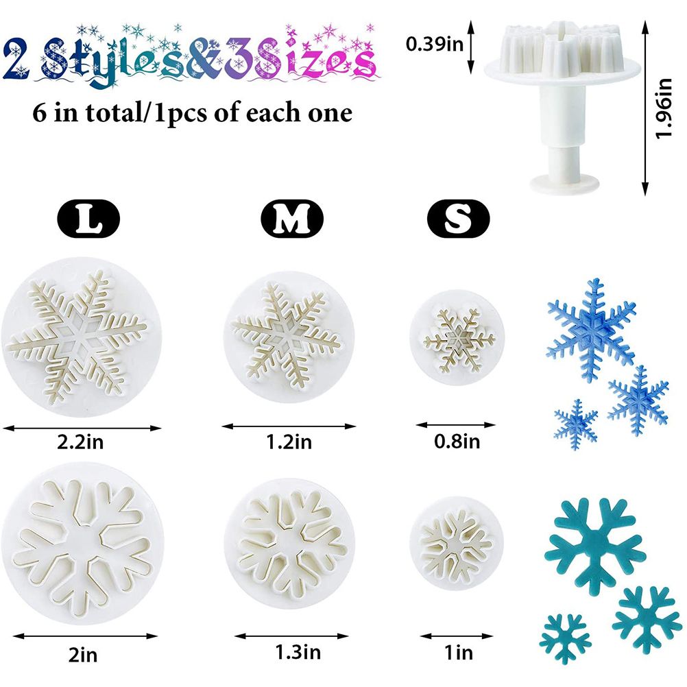 6pcs/set Food Grade Plastic Snowflake Fondant Cake Plunger Cutters Molds DIY Embossing Tools for Baking โ image 6