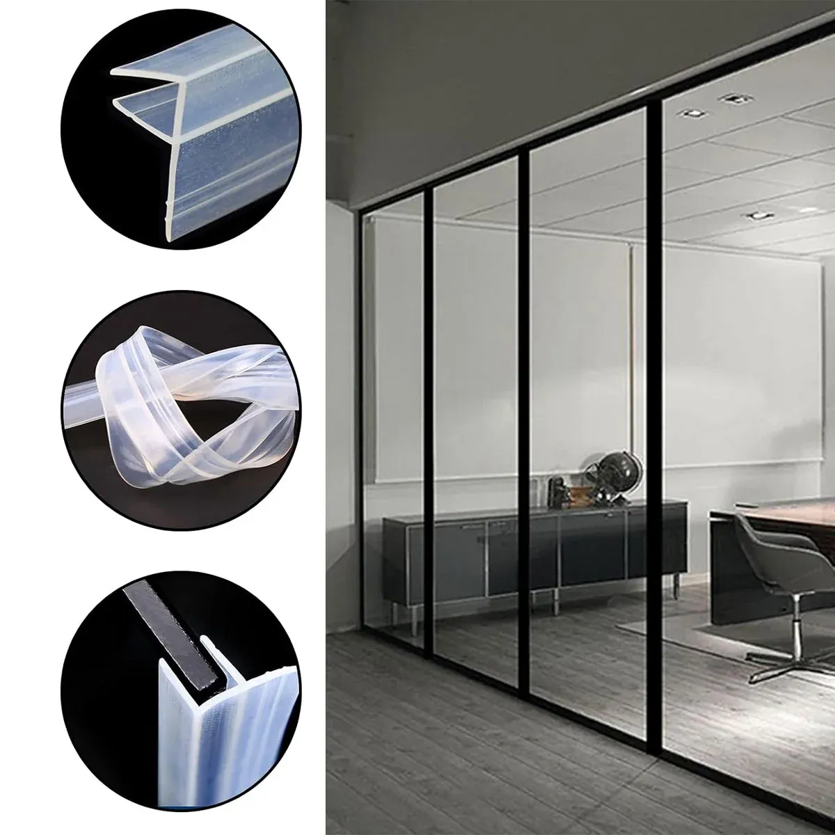 Transparent U Shape Silicone Seal Strip for Glass Doors Windows - 0.6cm x 100cm β image 5