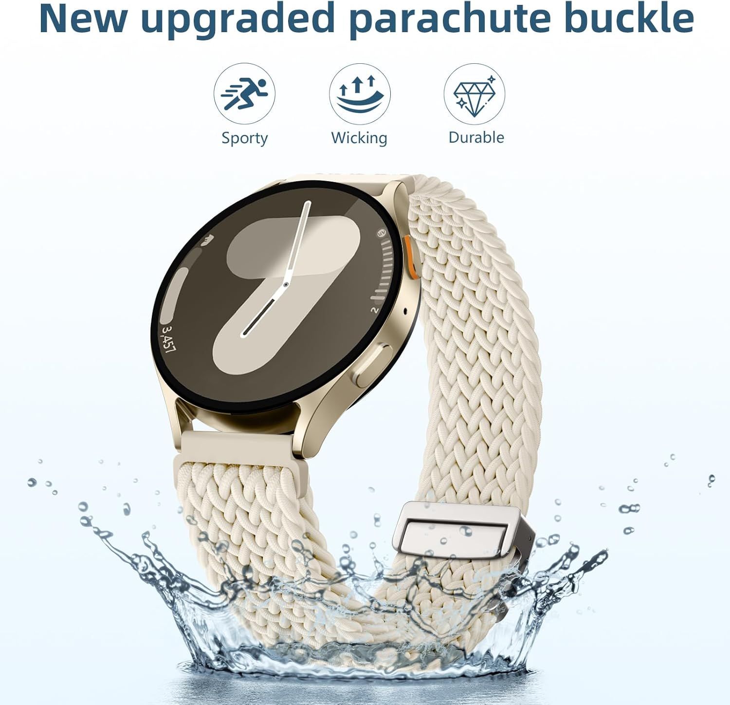 Stretchy Braided Band Compatible with Samsung Galaxy Watch 7 Band/FE 6 5 4 40mm 44mm/Watch 6 Classic 47mm 43mm/4 Classic 46mm 42mm/Watch 5 Pro 45mm/Active 2 — image 4