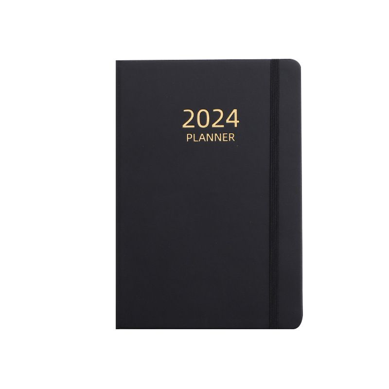 Notebook Journal for Men Women, 2024 Weekly Monthly Yearly Planner Agendas Notepads with Elastic Band Closure and Leather Cover