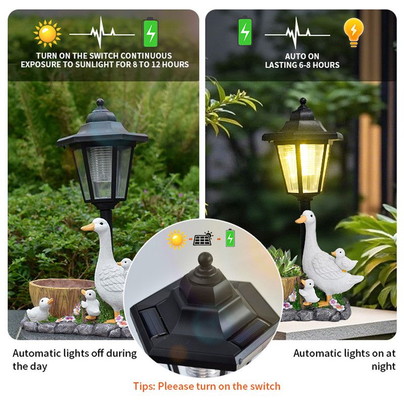 Creative Cute Duck Resin Flower Pot Solar Outdoor Light, Courtyard and Garden Decorative Ornament—Retro Lawn Ambiance Night Light, Multifunctional Flower Pot — image 4