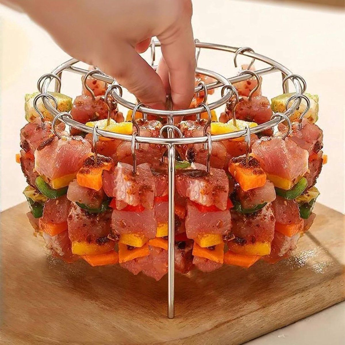 Stainless Steel Air Fryer Skewer Rack, Vertical BBQ Kebab Holder with 360 Degree Air Circulation, 16 x 10 cm for Oven Cooking โ image 4