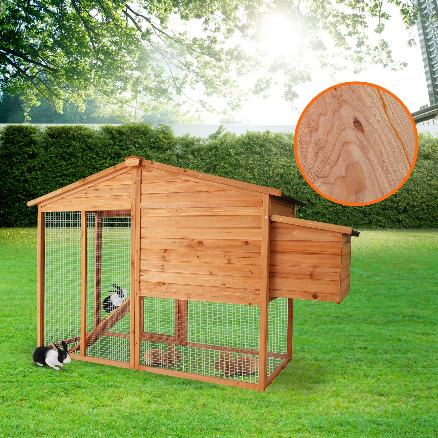 Furtastic Large Wooden Chicken Coop & Rabbit Hutch Outdoor Hen House with Nesting Box Ramp & Removable Tray — image 6