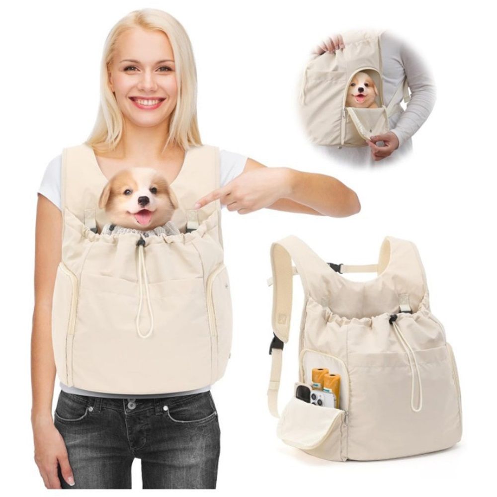 Dog Front Carrier Backpack, Adjustable Pet Dog Carrier Backpack Ventilated Mesh Dog Travel Backpack with Zippered Side Windows for Hiking Traveling for Small