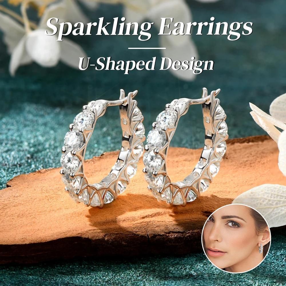 Sparkling U Shaped Earrings Fashion Jewelry Vintage Style Ear Accessories - Gold โ image 2