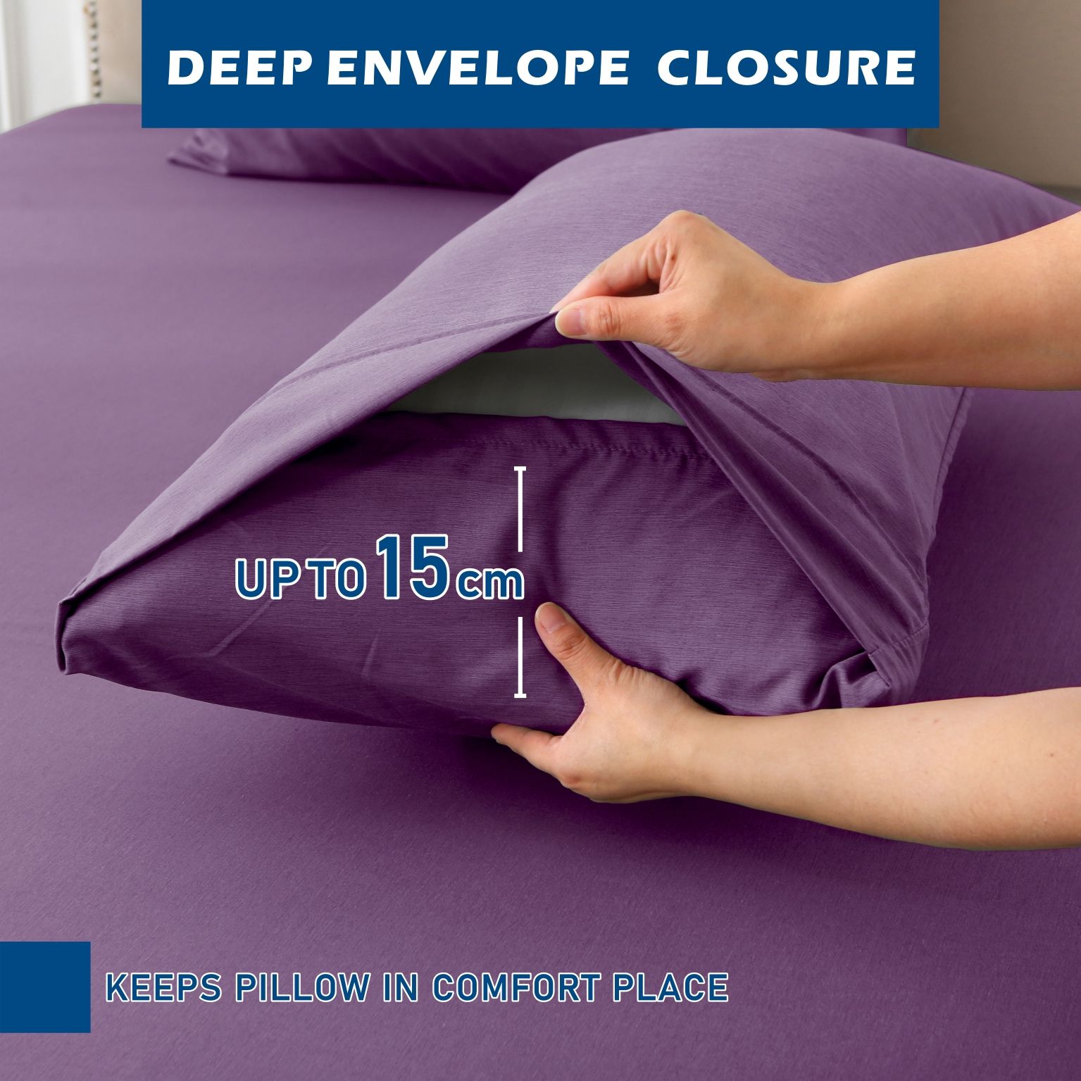 3 Piece Hotel Bamboo Cooling Sheet Set -Ultra Soft 2000TC Breathable Bed Sheets Set with 37 Centimetre Deep Pocket-Cooling Sheets for Hot Sleepers(Purple,King — image 5