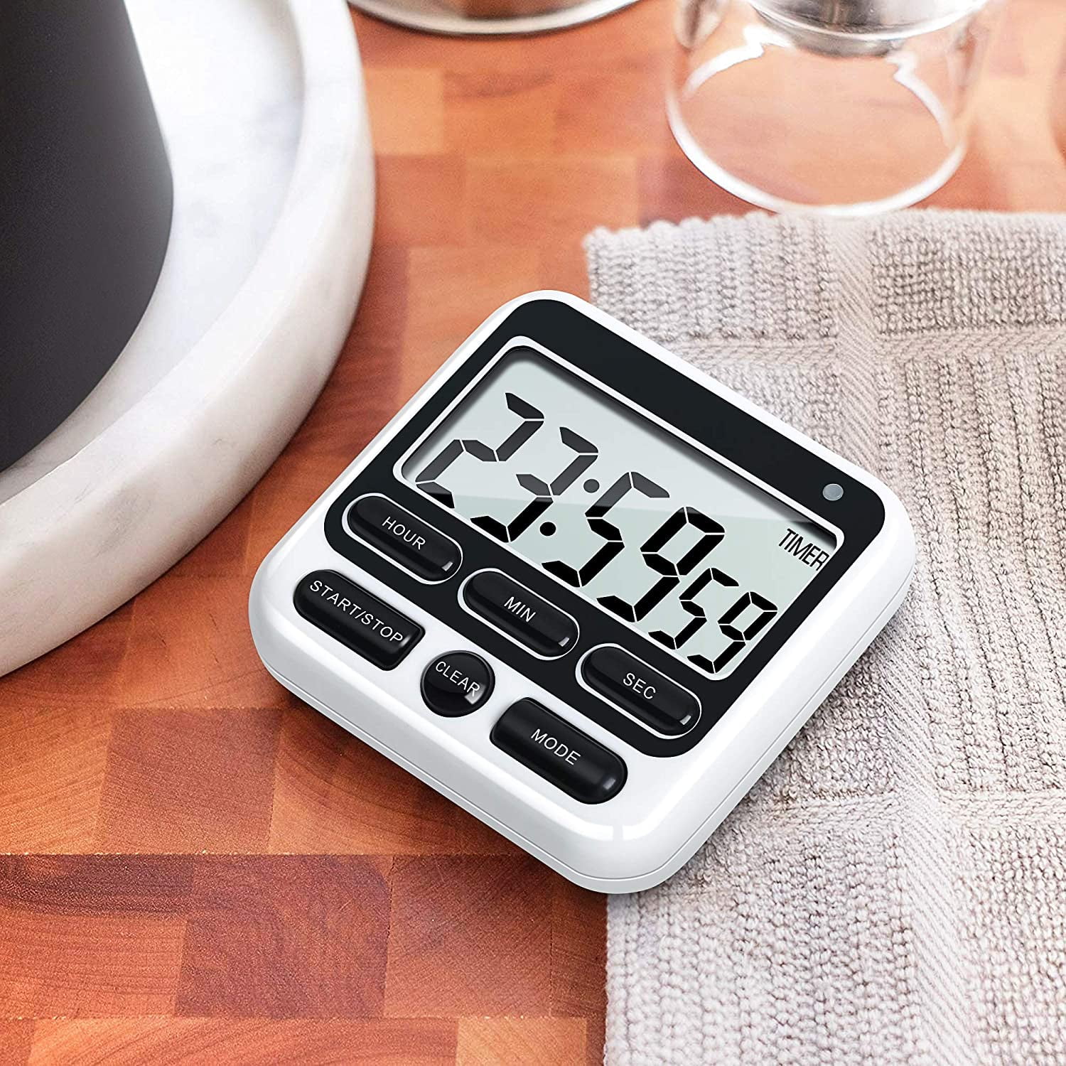Digital Countdown Kitchen Timer -Count Up Down Magnetic Timer Clock for Cooking Baking Gym Students Black — image 6