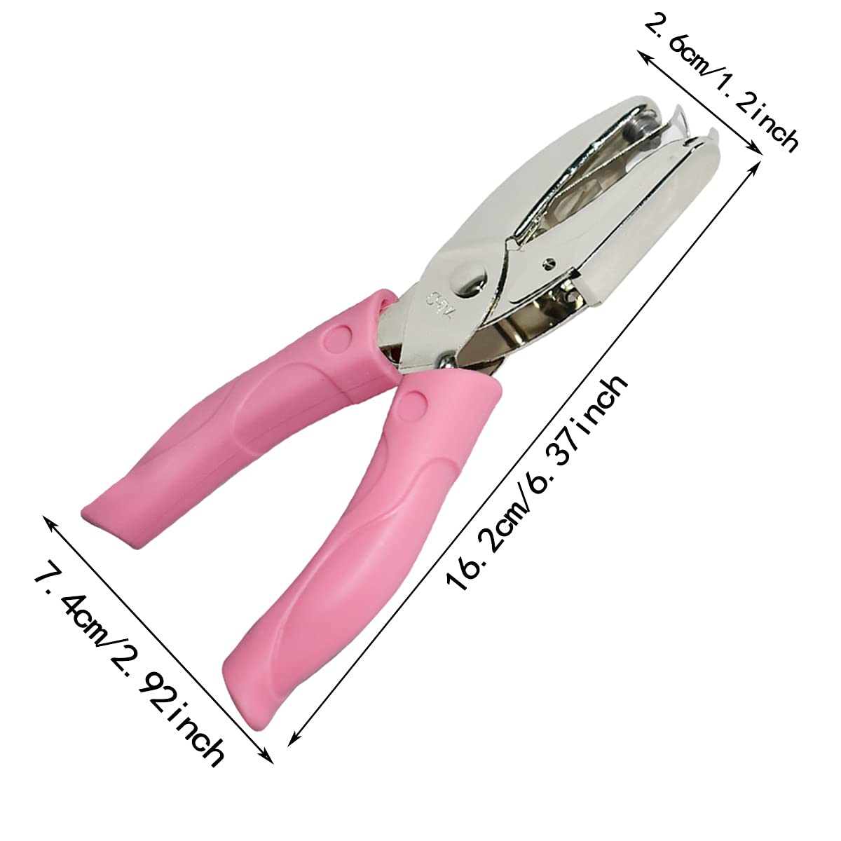 Handheld Hole Paper Punch Puncher for Craft Paper Tags Clothing Ticket DIY Scrapbook Tool, with Pink Soft Handheld Grip (Middle Circle 1/8 inch) โ image 6