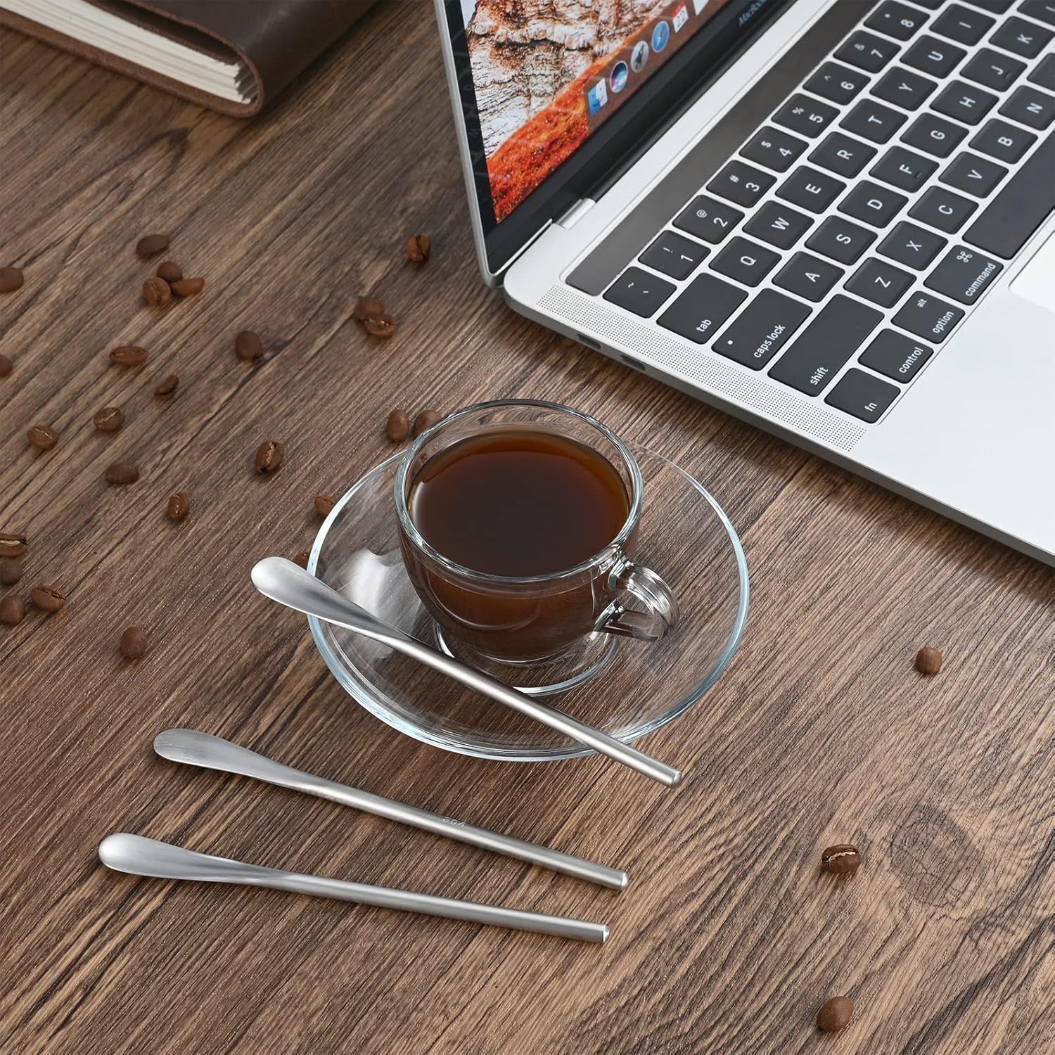 5Inch/12.8cm Coffee Stirrers Spoon,Silver Stainless Steel 304# Coffee Stir Sticks,Round Solid Handle Cocktail Beverage Iced Tea Stirring Stick,Drink Mixing — image 5