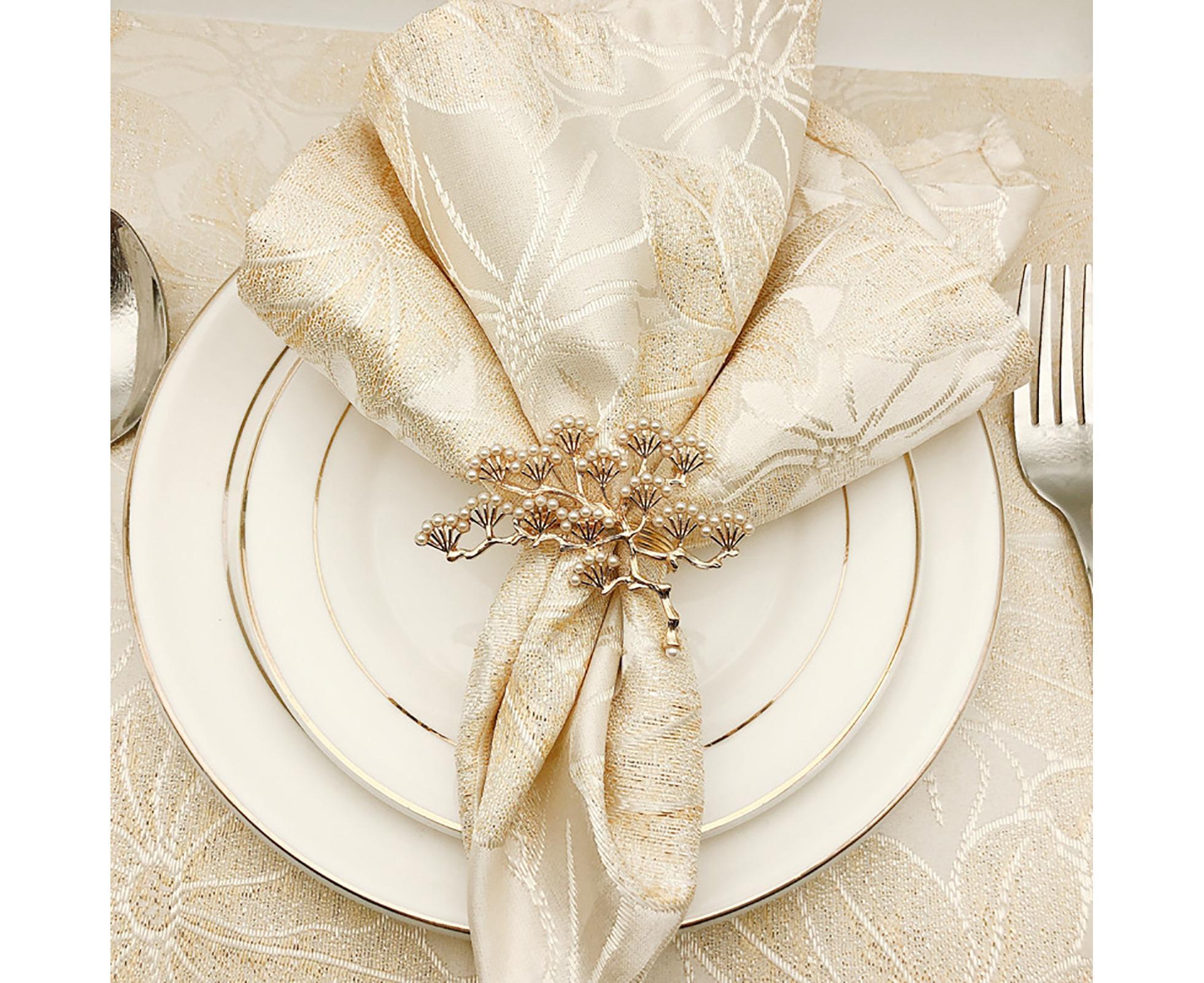 6Pcs Pine Tree Artificial Pearl Shape Napkin Ring Party Dinner Table Decoration-Silver — image 6