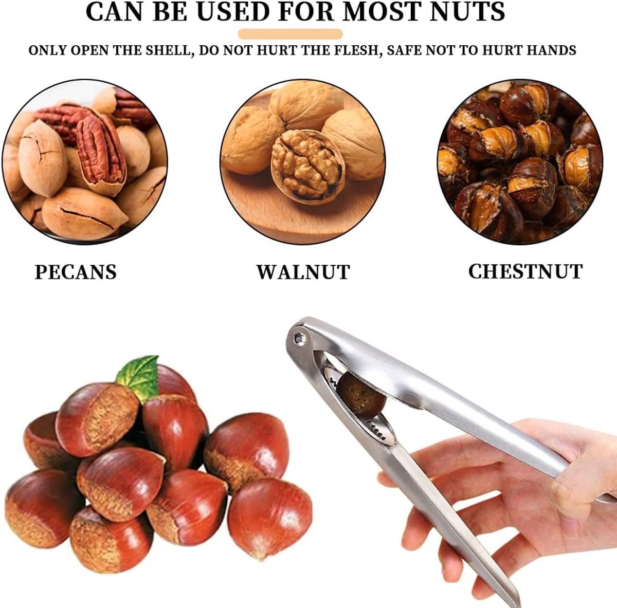 Nutcracker - Professional Walnut / Nut Cracker - Portable Christmas Nutcracker - Universal Chestnut Clip - High Quality Chestnut Tongs - nutcracker - Walnut — image 5