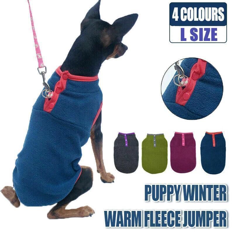 L Pet Dog Puppy Winter Warm Fleece Jumper Vest Coat Jacket Apparel Clothes Outdoor - Grey — image 2