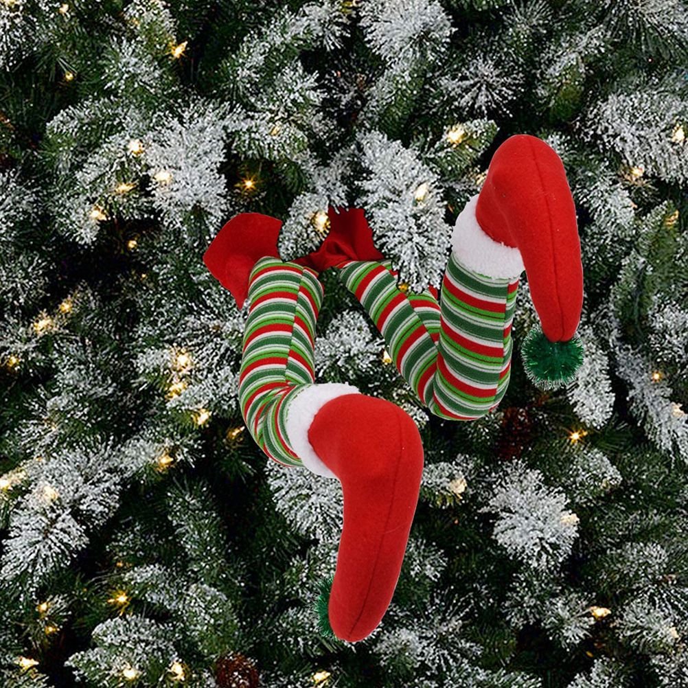 Christmas Santa Elf Legs Plush Stuffed Feet with Shoes Christmas Tree Decorative Ornament Christmas Decoration β image 4
