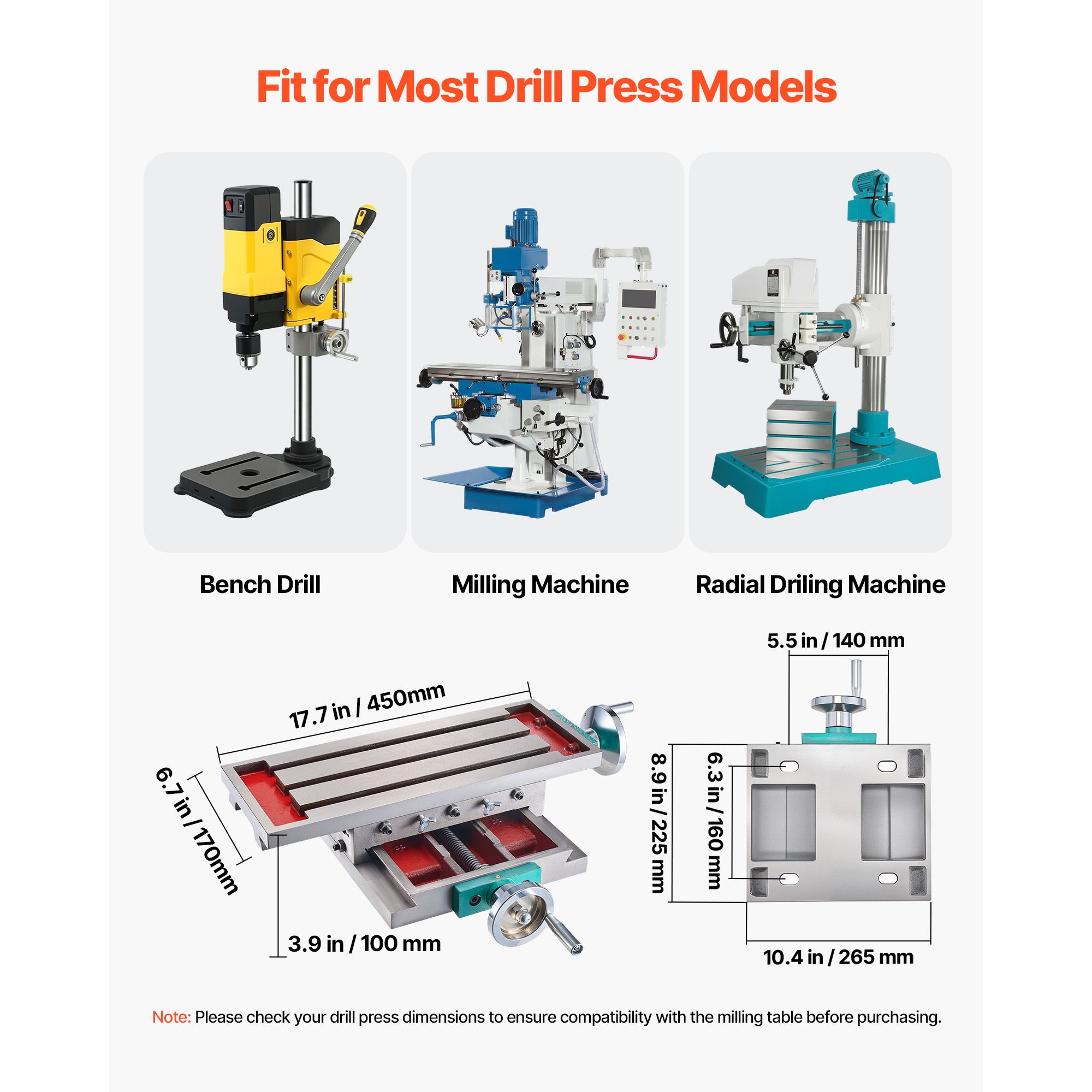 Compound Milling Machine Worktable 450 × 170mm 2 Axis Cross Slide Drill Vice — image 3