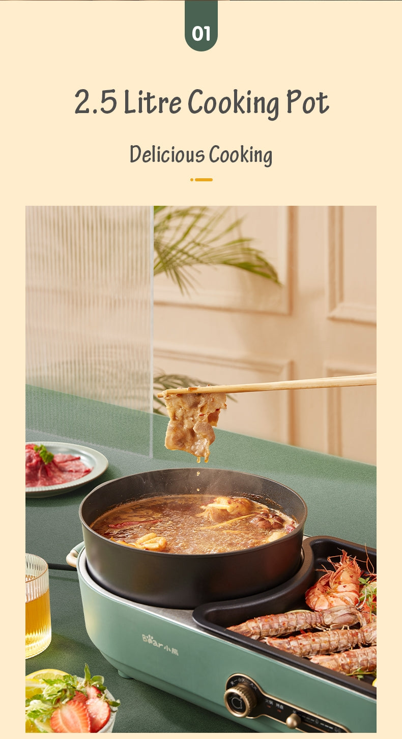 BEAR Multi-functional 2-in-1 Cooking Hot Pot And Griddle Barbecue Machine DKL-C15L1 โ image 5
