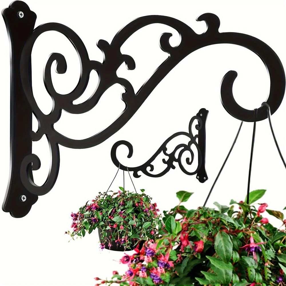 2 Pieces 9.65- Inch Outdoor Indoor Small Decorative Iron Wall Hooks for Hanging Lanterns Solar Lights Hummingbird Feeders Wind Chimes Hangers, Black โ image 2