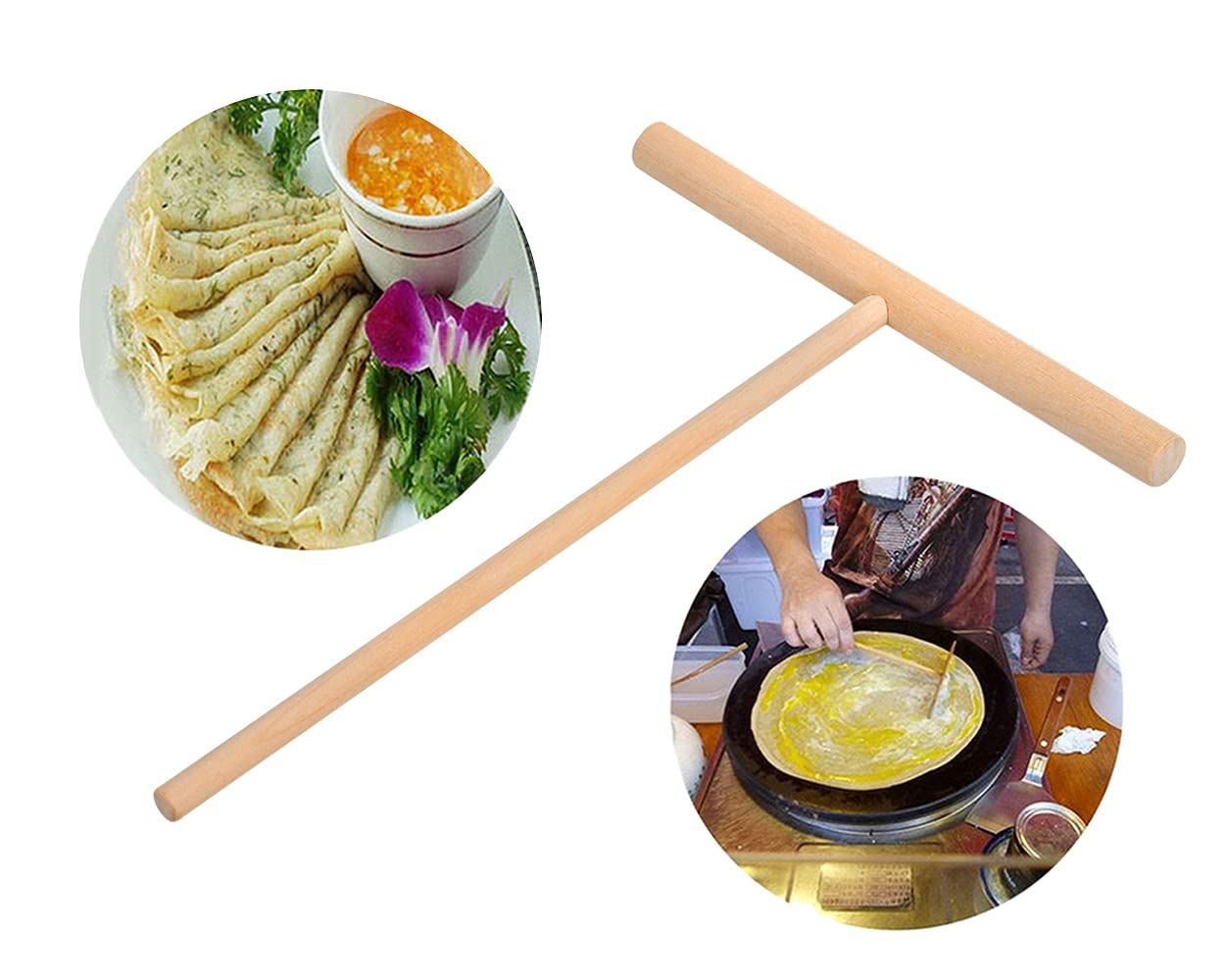 Natural Wooden T-Shaped Tool for Crepes Wooden Crepe Maker Pancake Maker Tool DIY Pasting Wooden Tools โ image 4